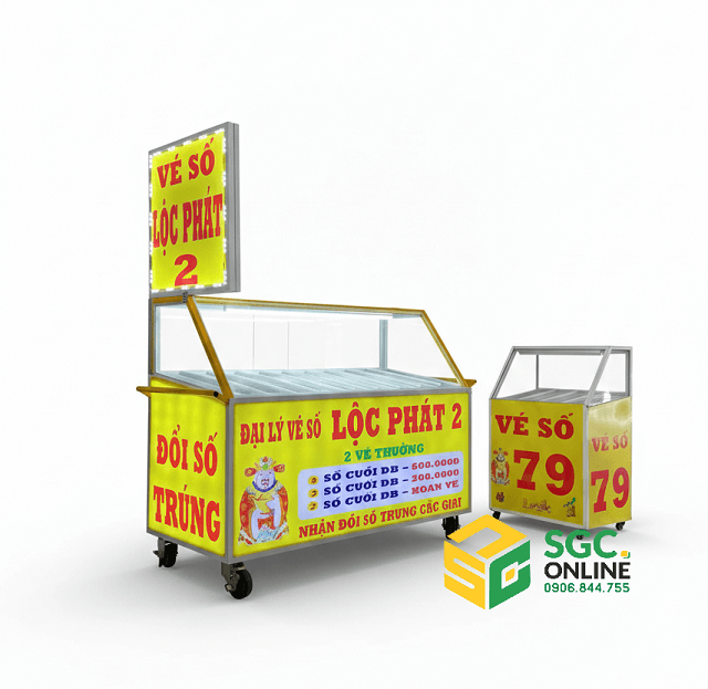 tủ bán vé số 1m5 có hộp đèn VS09